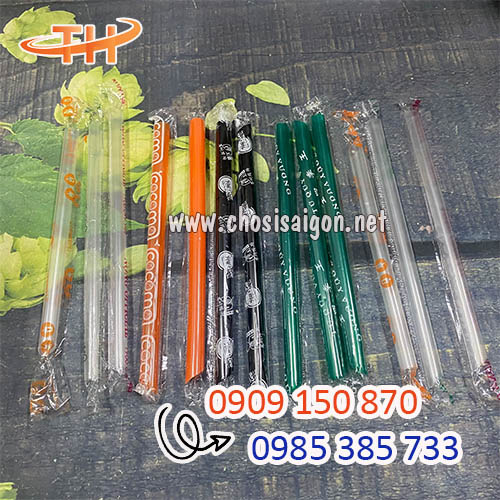 Ống hút nhựa trà sữa phi 12 bọc màng in theo yêu cầu rẻ tận gốc