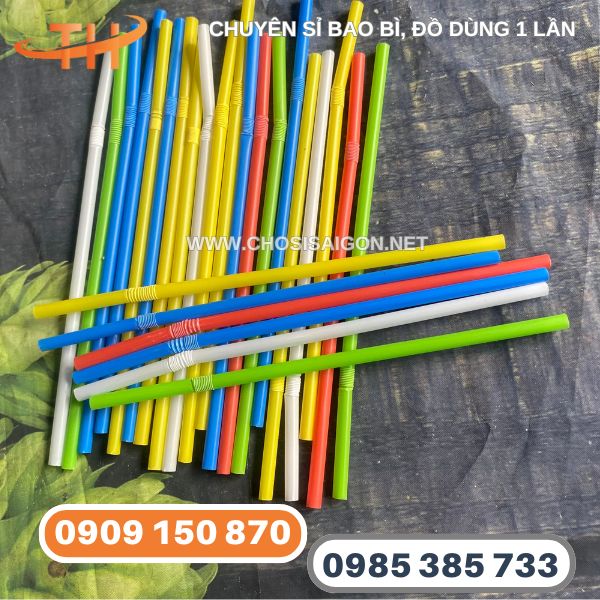 Ống hút nhựa cong giá rẻ đủ màu