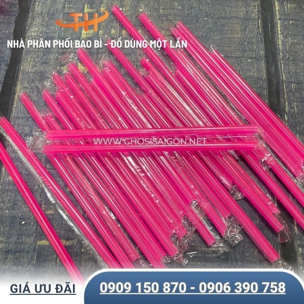 Ống hút nhựa màu phi 8 bọc màng