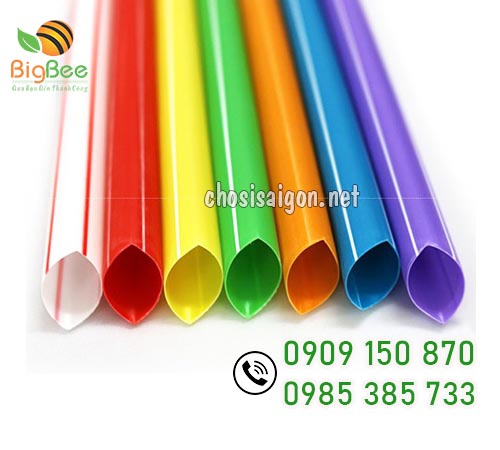 Ống hút nhựa trà sữa phi 12 đầu nhọn nhiều màu giá sỉ rẻ