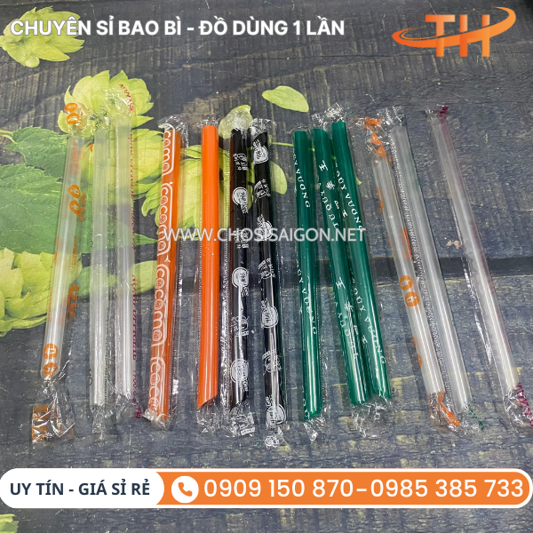 Ống hút nhựa bọc màng hút trà sữa trân châu