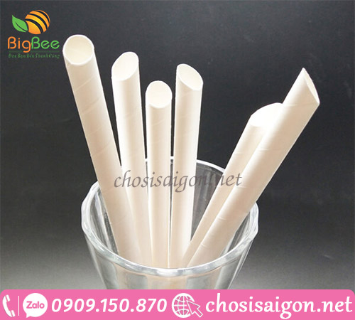 Ống hút trà sữa màu trắng dùng 1 lần giá rẻ