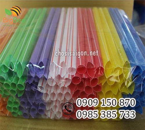 Ống hút nhựa sọc nhiều màu hút trà sữa trân châu giá rẻ, uy tín