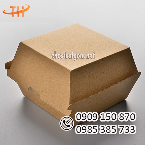 Hộp giấy đựng bánh hamburger kraft nâu giá rẻ