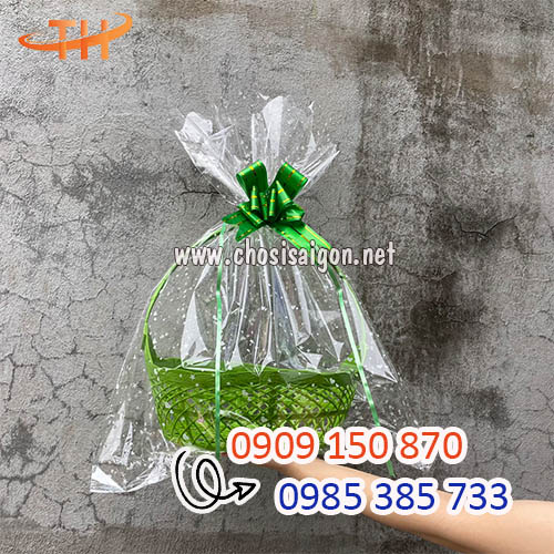 Giấy kiếng, giỏ nhựa, nơ rút giỏ quà sỉ rẻ