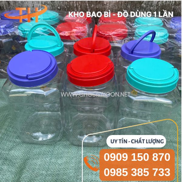 Hũ nhựa đựng thực phẩm nắp nhựa có quai xách