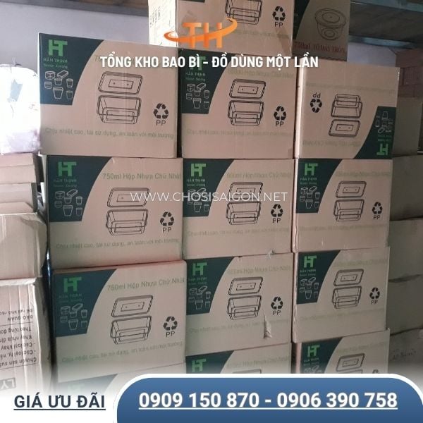 Sẵn kho hộp nhựa chữ nhật 750ml tại kho Thu Hồng giá rẻ