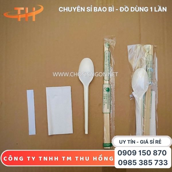 4 trong 1 muỗng, đũa, tăm, giấy đóng gói trong túi OPP giá rẻ