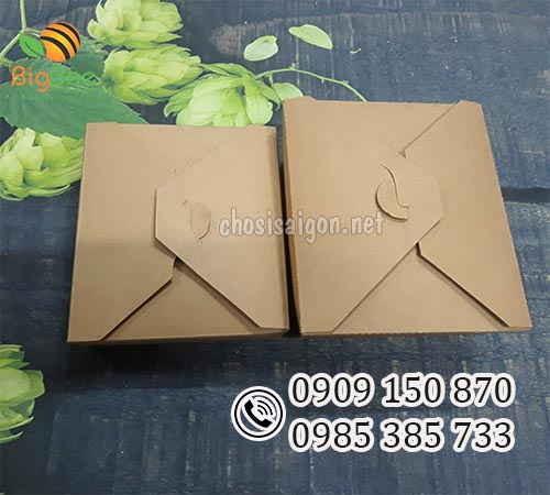 Hộp giấy kraft nắp gài đựng thức ăn nhanh sỉ giá tốt tại TP.HCM