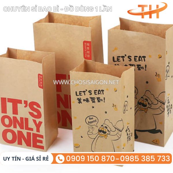 Túi giấy đựng bánh mì in logo theo yêu cầu