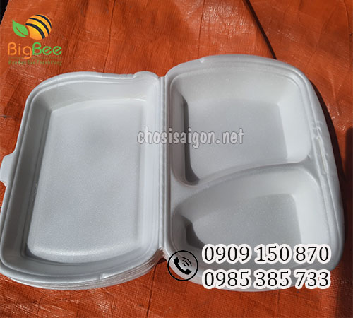 Hộp xốp 2 ngăn đựng thức ăn, đựng cơm giá sỉ rẻ