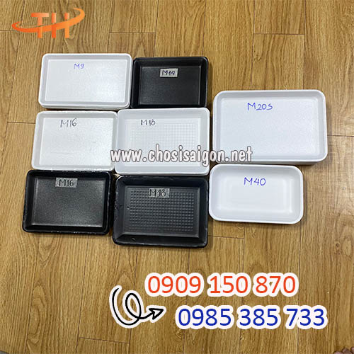 Khay xốp trắng đen đựng thực phẩm sỉ rẻ