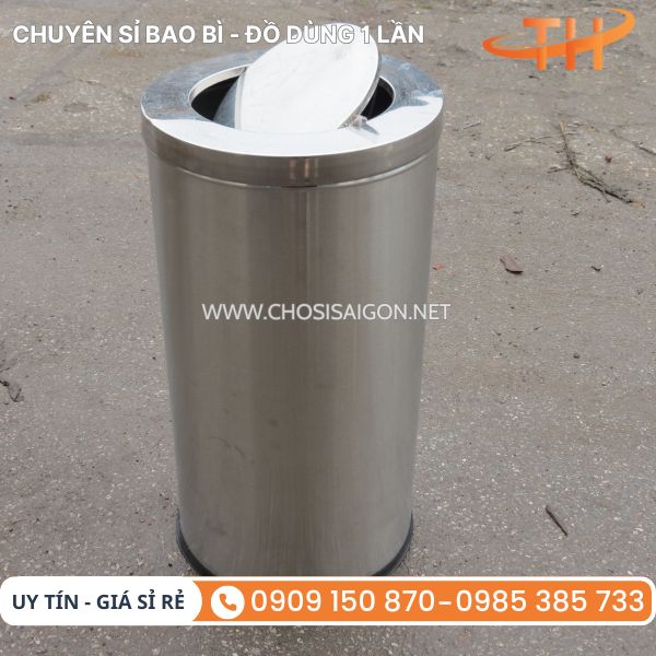 Thùng rác inox nắp lật