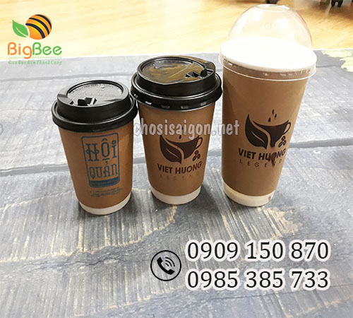 Ly giấy kraft cafe 8oz, 12oz, 16oz giá rẻ ưu đãi
