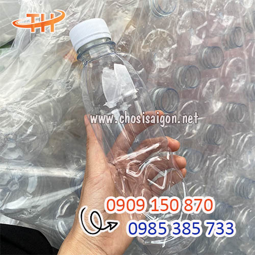 Chai nhựa sọc nắp trắng 370ml sỉ rẻ