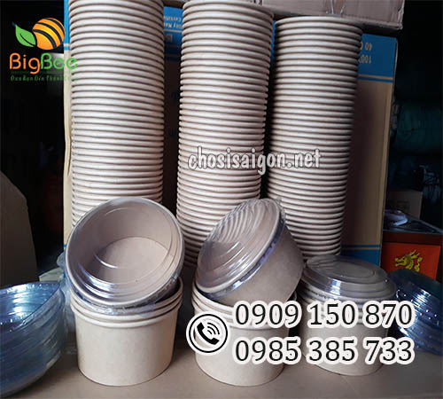 Tô giấy nâu kraft 1000ml có nắp đậy sỉ rẻ