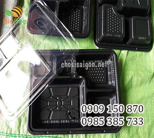 Hộp (khay) nhựa đế đen 5 ngăn an toàn sỉ rẻ ưu đãi