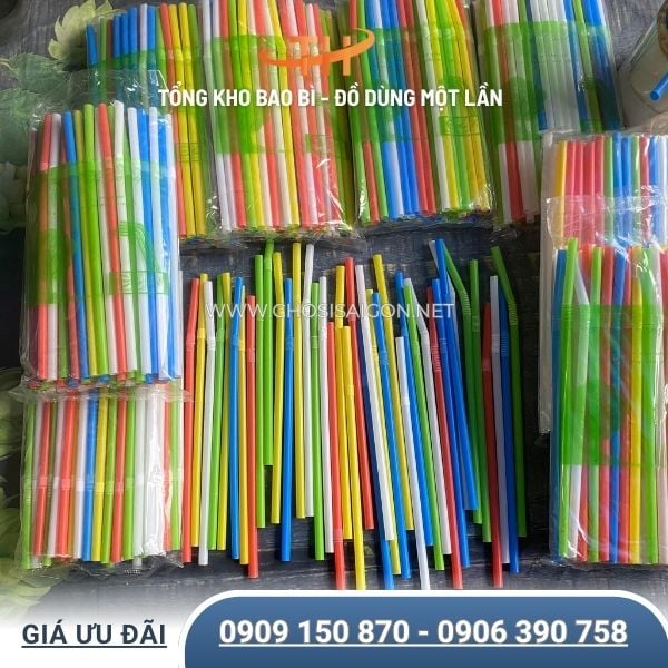 Ống hút nhựa cong đủ màu sắc lựa chọn sỉ rẻ