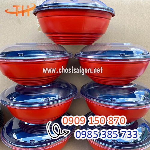 Thố nhựa đỏ đen sỉ rẻ