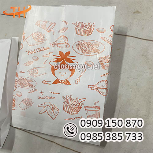 Túi giấy đựng gà rán có in hình sẵn sỉ rẻ
