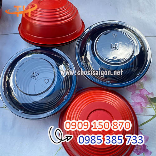 Tô nhựa đỏ đen dung tích 850ml sỉ siêu rẻ