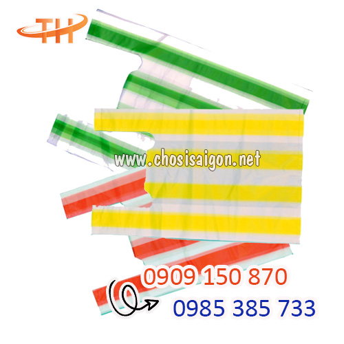 Túi xốp 2 quai sọc zin nhiều màu giá ưu đãi