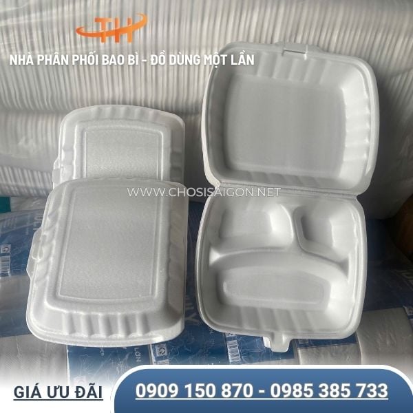 Hộp xốp 3 ngăn đựng cơm mang đi