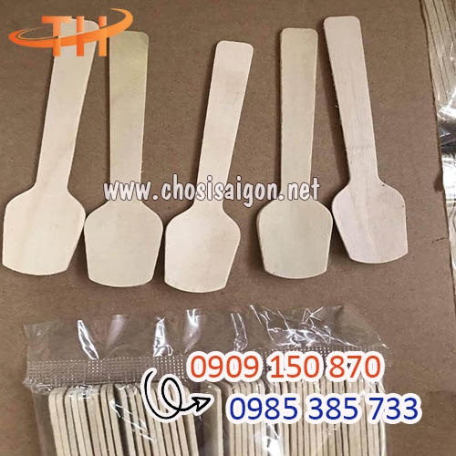 Thìa gỗ 9.5cm dùng 1 lần giá sỉ rẻ