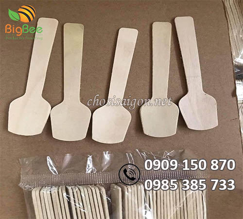Thìa gỗ dùng 1 lần ăn kem sữa chua giá sỉ rẻ