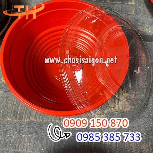 Thố nhựa đỏ đen chịu nhiệt tốt giá siêu rẻ