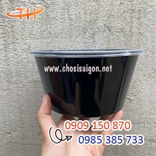 Thố nhựa tròn đen 750ml giá rẻ