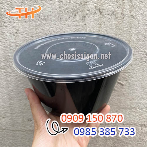 Thố nhựa tròn đen chịu nhiệt tốt giá sỉ