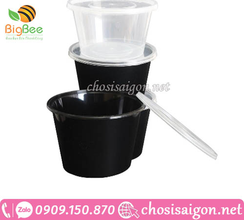 Bán giá sỉ rẻ thố nhựa tròn màu đen và trắng