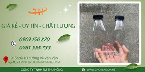 Bán sỉ chai nhựa 330ml vuông vát, miệng rộng, giá tận xưởng HCM