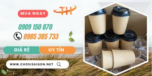 Ly giấy kraft 9oz có nắp giá rẻ bán ưu đãi