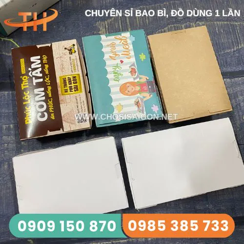 HỘP GIẤY KRAFT CÓ NẮP GẬP ĐỰNG GÀ RÁN