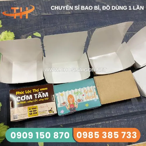 HỘP GIẤY KRAFT CÓ NẮP GẬP ĐỰNG GÀ RÁN