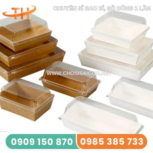 HỘP GIẤY KRAFT CÓ NẮP BẰNG NHỰA
