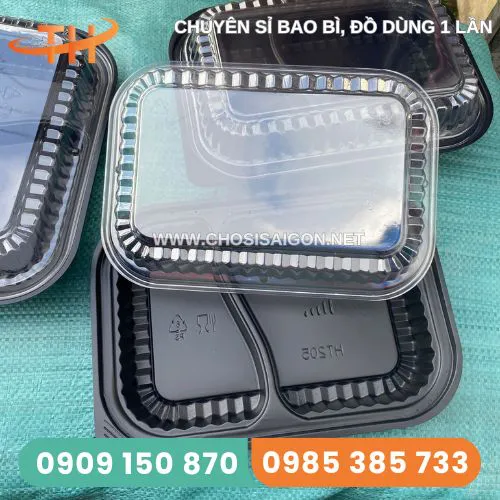 HỘP NHỰA ĐẾ ĐEN NẮP TRONG ĐỰNG CƠM