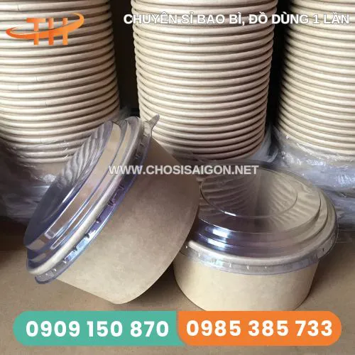 TÔ GIẤY KRAFT 1000ML CÓ NẮP