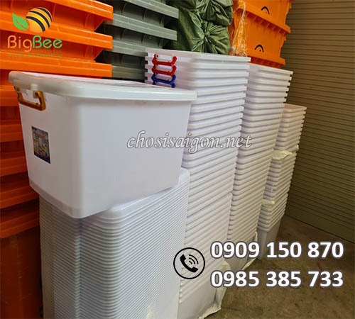 Thùng nhựa vuông có nắp đậy 55 lít giá rẻ