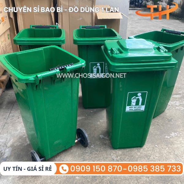 Thùng rác 120 lít có 2 bánh xe
