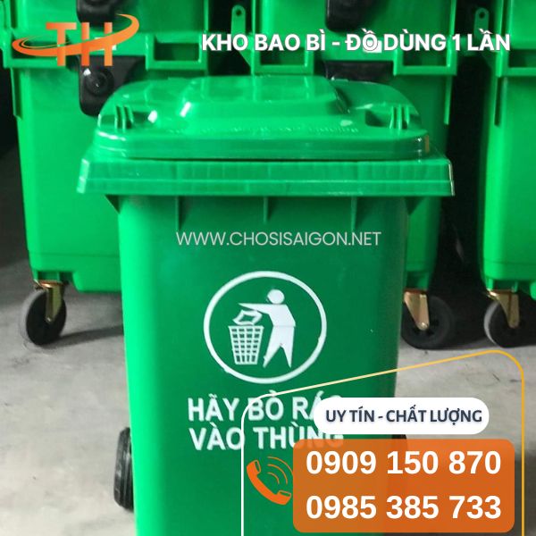 Thùng rác nhựa 360 lít thu gom rác thải giá rẻ