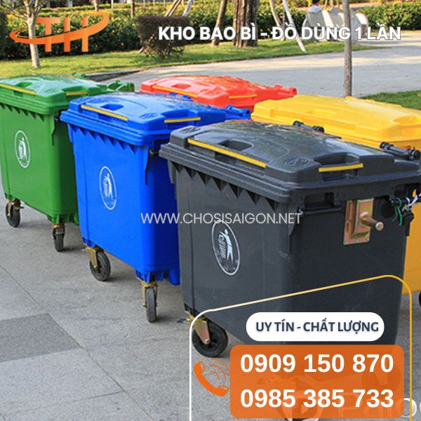 Thùng rác 660 lít có đủ màu, chịu lực tốt sỉ, lẻ