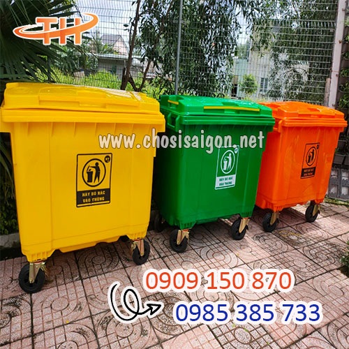 Thùng rác 660l 4 bánh xe có đủ màu sỉ giá rẻ