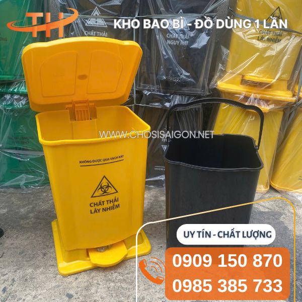 Thùng rác đạp chân có nắp đậy bền, chắc giá sỉ rẻ