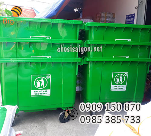 Thùng rác 660 lít màu xanh giá sỉ rẻ