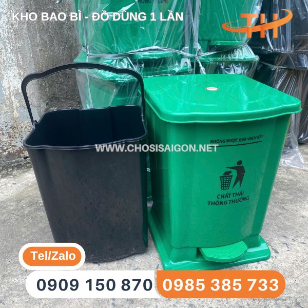 Thùng rác đạp chân màu xanh chính hãng giá rẻ nhất HCM