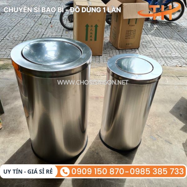 Thùng rác inox bền, an toàn, tiện lợi