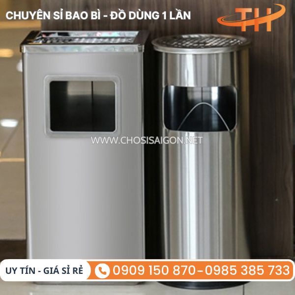 Thùng rác inox vuông, tròn